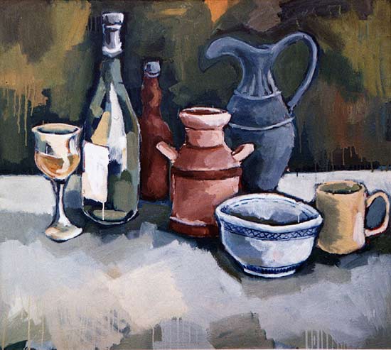 Bottles and Bowl - Still Life Oil Painting - Dion Archibald
