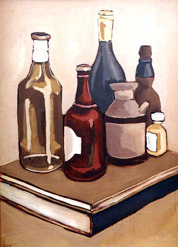 Bottles and Books - Still Life Oil Painting - Dion Archibald