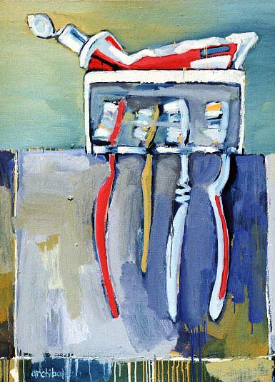 Tooth brushes - Still Life Oil Painting - Dion Archibald