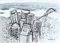 sydney cityscape ink drawing