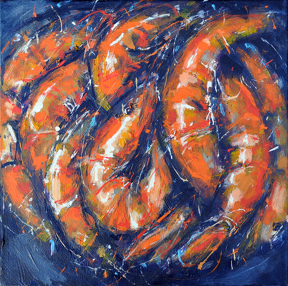 Pile of Prawns Still Life Painting