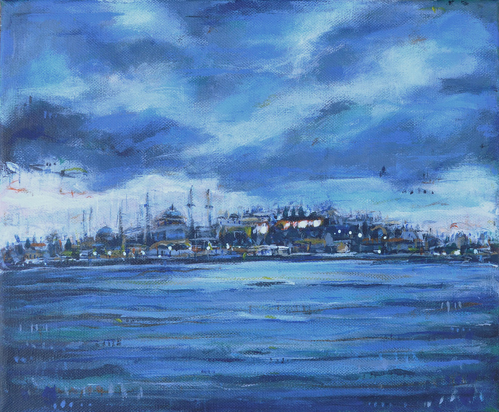 Blue Istanbul Clouds Painting