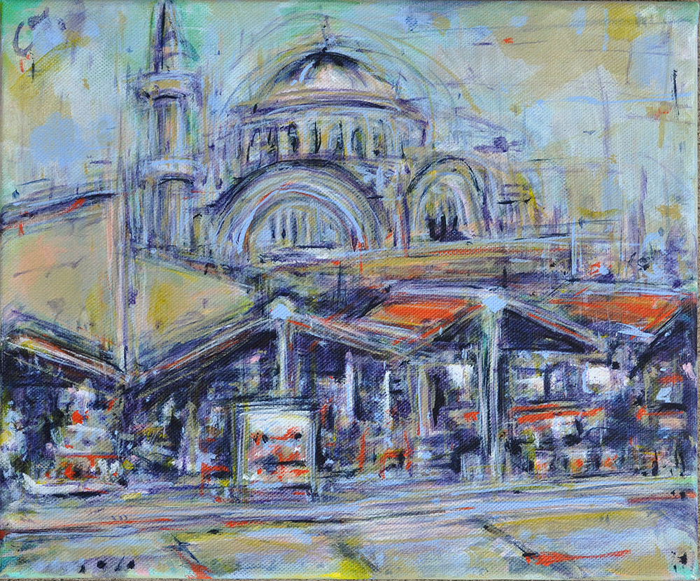 Summer in Istanbul with Mosque Cityscape Painting