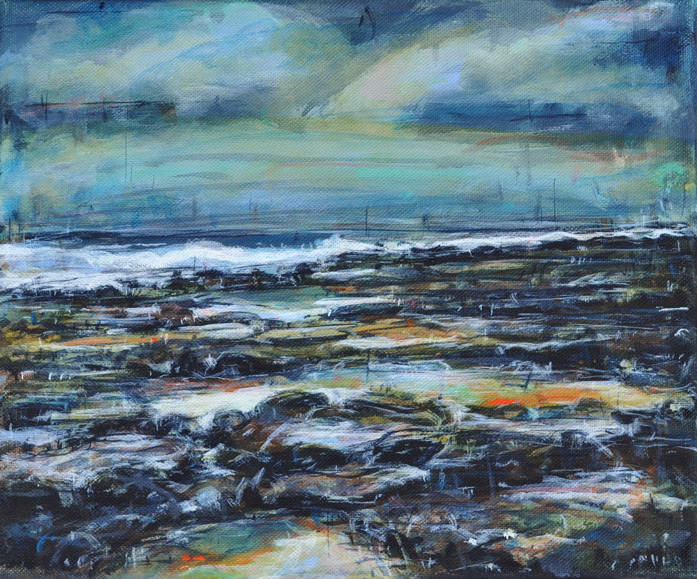 Rock Pools at Newcastle Beach Landscape Painting