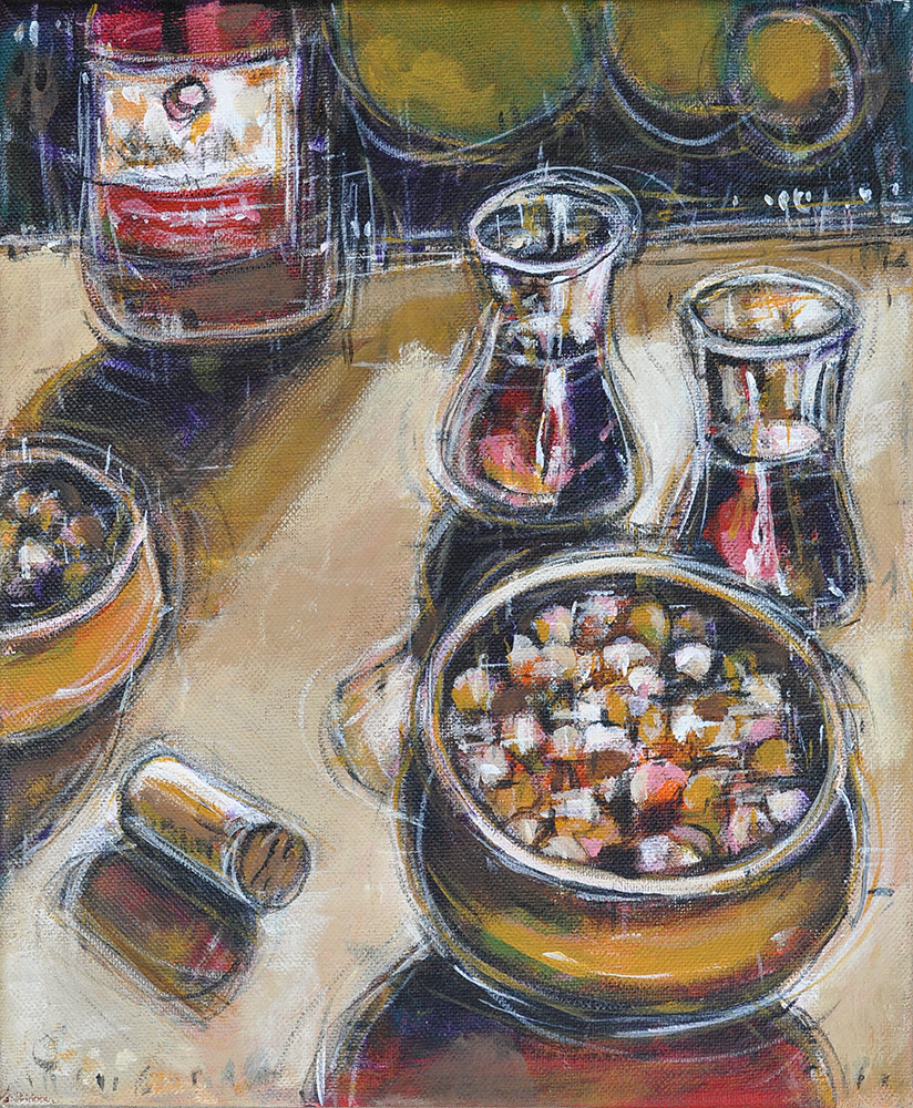 Red Wine and Chickpeas in Istanbul Still Life Painting