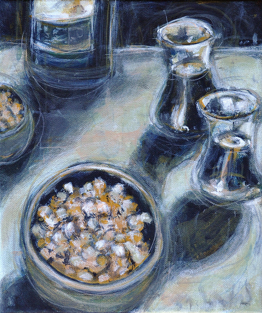 Red Wine and Chickpeas Still Life Painting